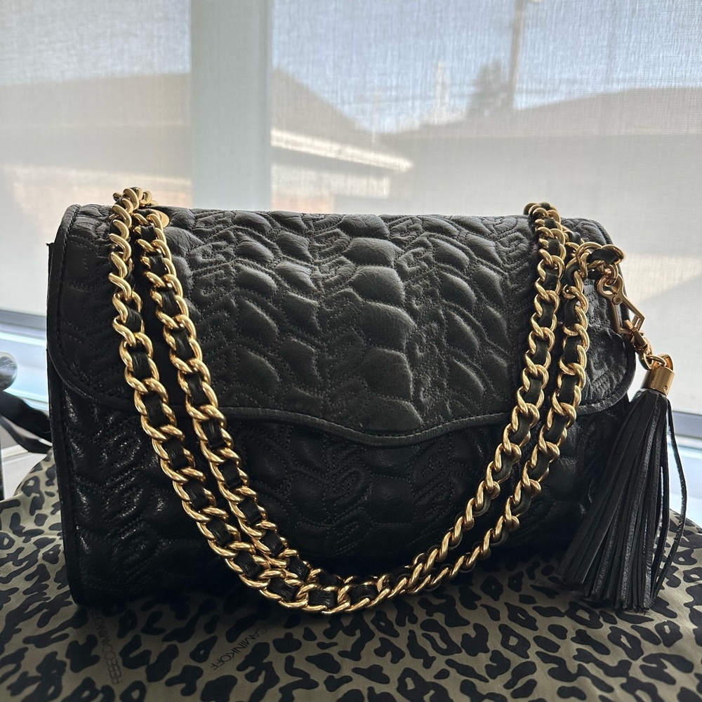 Rebecca Minkoff Green quilted handbag with gold chains